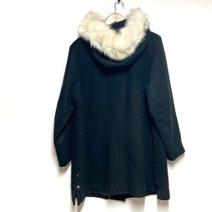 NWOT Ellos Wool and side snap vented Black Parka Coat Womens Sz 24